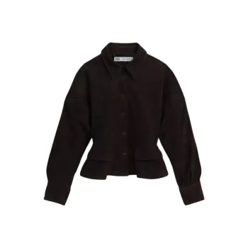 ZARA Leather Jacket Women's Dark Brown