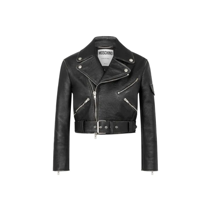MOSCHINO Leather Biker Jacket-0