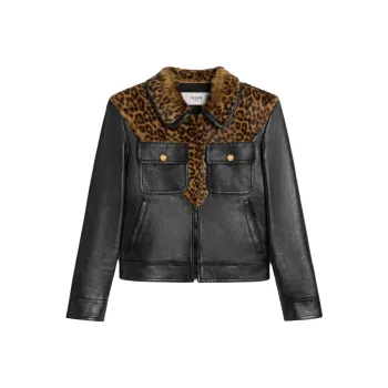 CELINE Straight Fit Blouson Jacket In Soft Lambskin