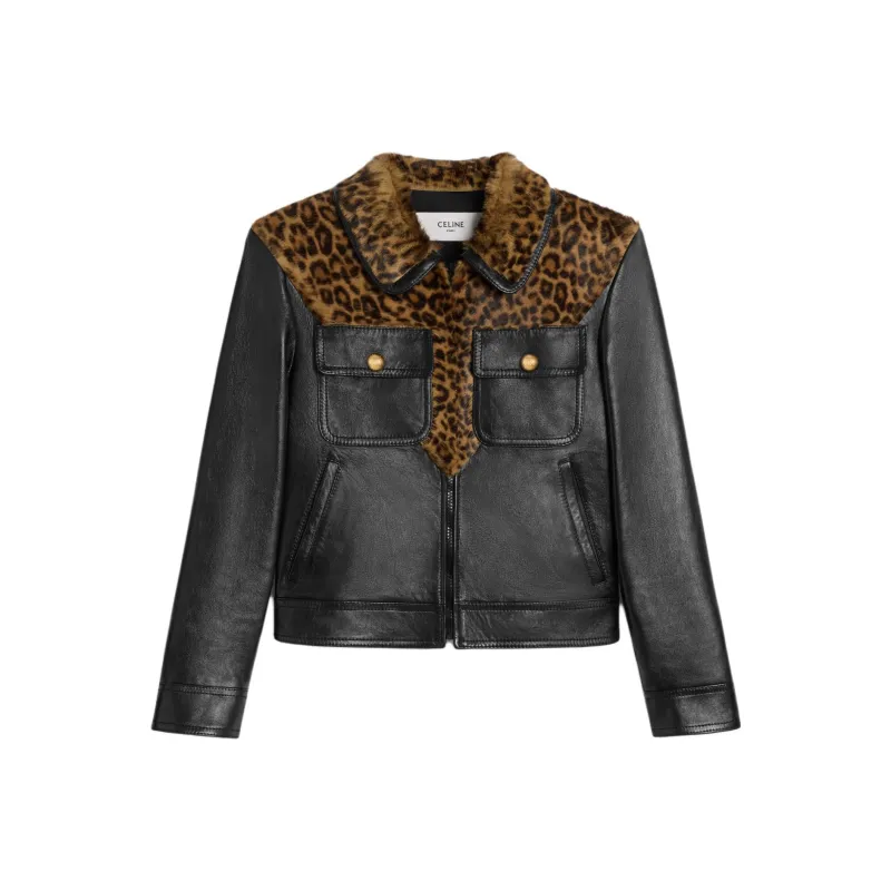 CELINE Straight Fit Blouson Jacket In Soft Lambskin-0