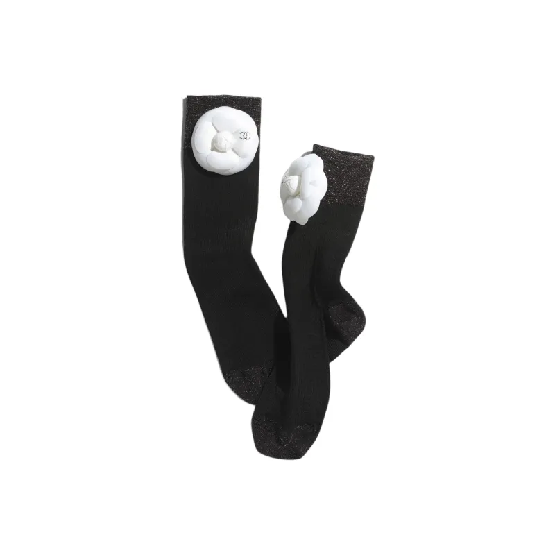 CHANEL 25P Spring Summer Preview Collection Mid Calf Socks Women's 1 Pack Black-1