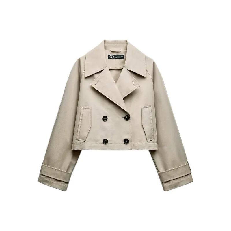 ZARA Trench Coats Women's White-0