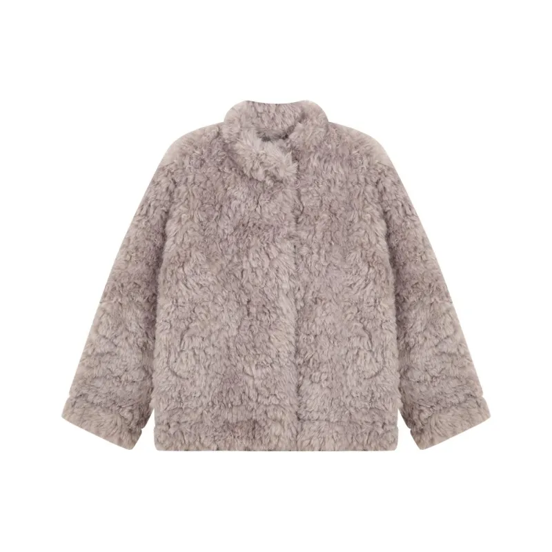 Omont Velvet feel Coat Women's White Purple & Color-0