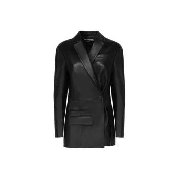 Jacquemus La Veste Tibau Cuir Blazer 'Black'