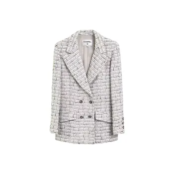 CHANEL Business Suit Coat Women's Light Gray