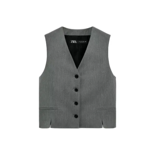 ZARA Vests Women's Gray