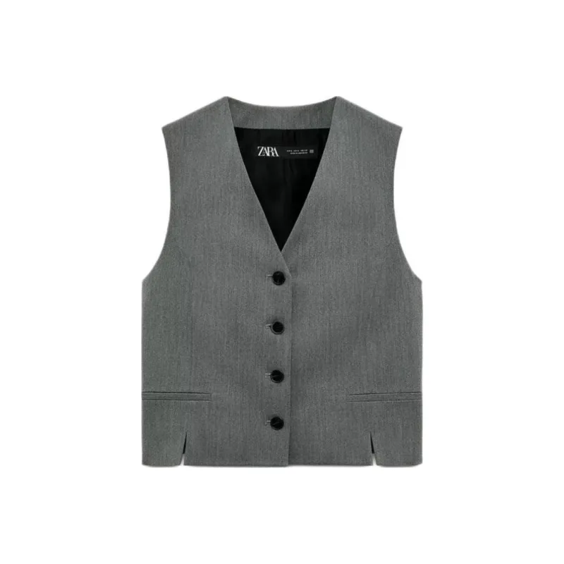 ZARA Vests Women's Gray-0