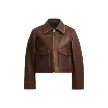 COACH Leather Jacket Women's Brown