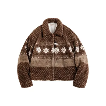 MADEN Velvet feel Coat Women's Coffee Flower