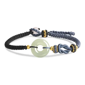 Lao Feng Xiang Hetian Jade Bracelets Pale Greenish White Jade Unisex