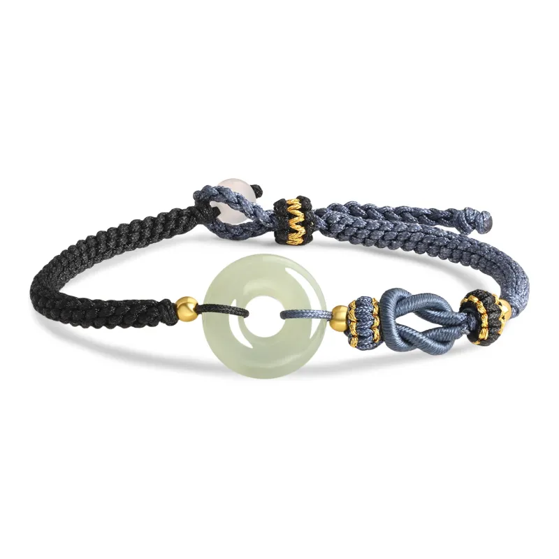 Lao Feng Xiang Hetian Jade Bracelets Pale Greenish White Jade Unisex-0