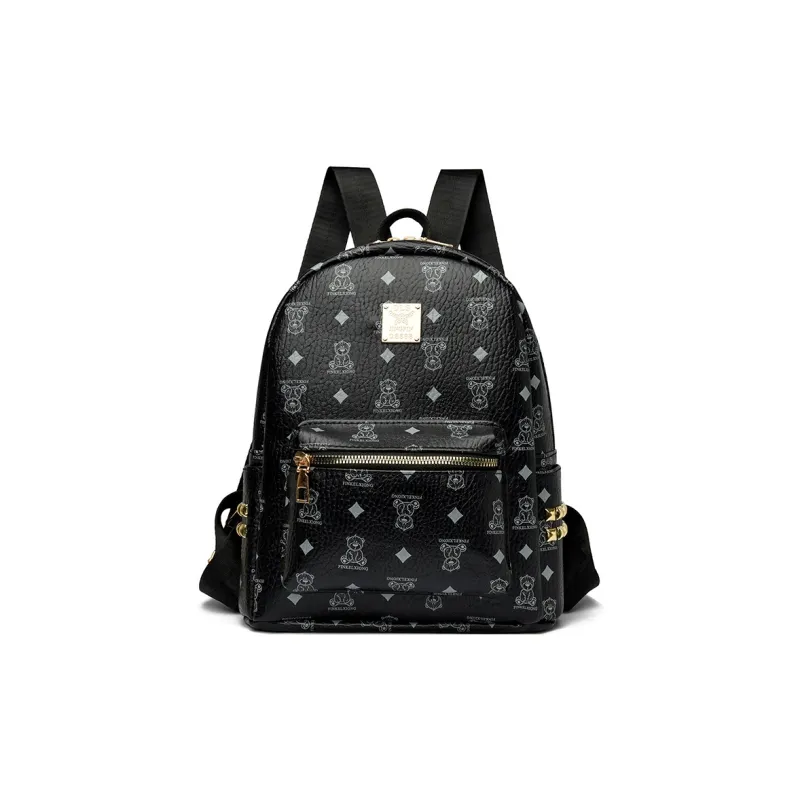 Yalu PU Backpack Regular Unisex Black/Brown/White-0