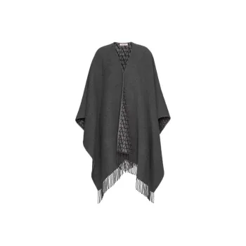 Valentino V Neck Fringed Edge Cape