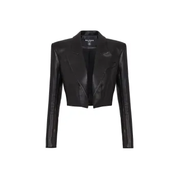 BALMAIN Cropped Leather Jacket