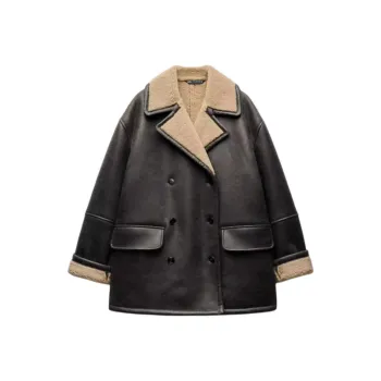 ZARA ZW Series Coats Women's Zebra Print Green