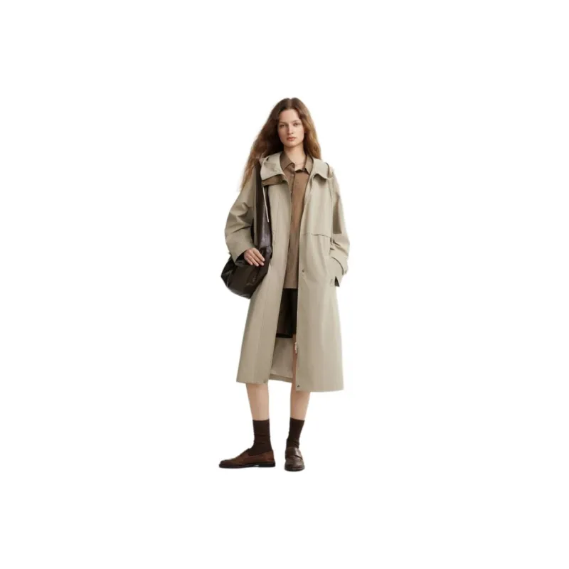 ELLE Trench Coat Women's Khaki Green-0