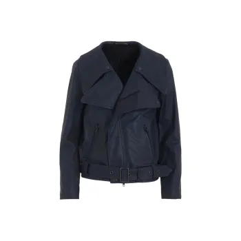 Yohji Yamamoto Y's FW24 Leather Jacket Women's Marine Blue