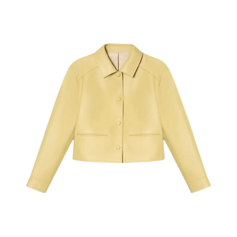 PSALTER Leather Jacket Women's Light Yellow-0