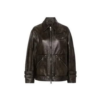 PINKO Zip up Leather Jacket