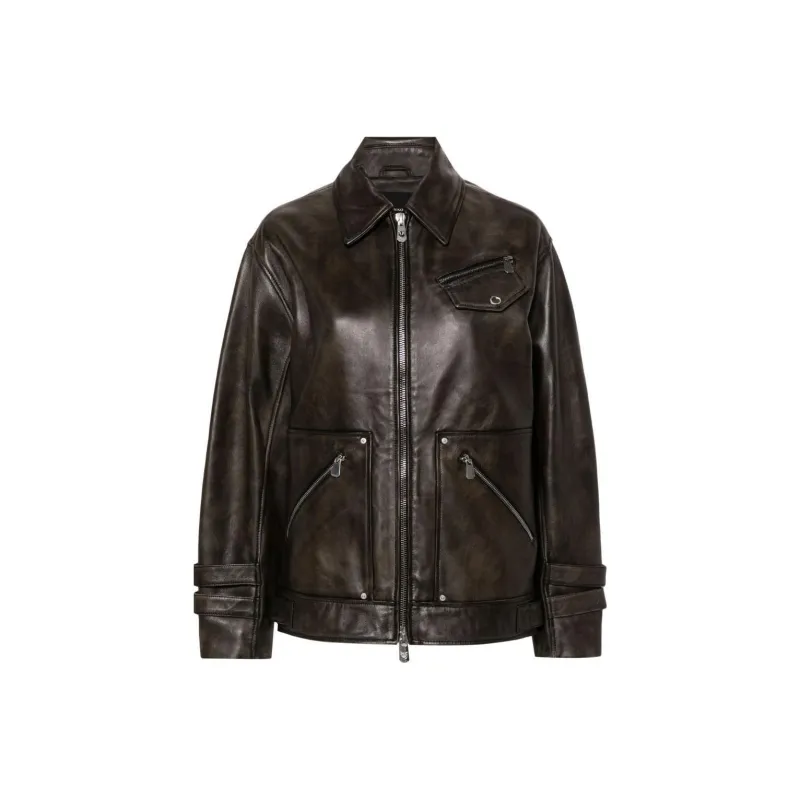 PINKO Zip up Leather Jacket-0