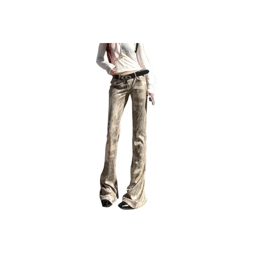 FAIRWHALE Casual Pants Women's Fragmented Wild Python