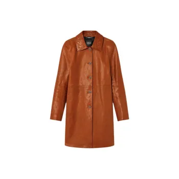 VERSACE Barocco A Line Leather Coat