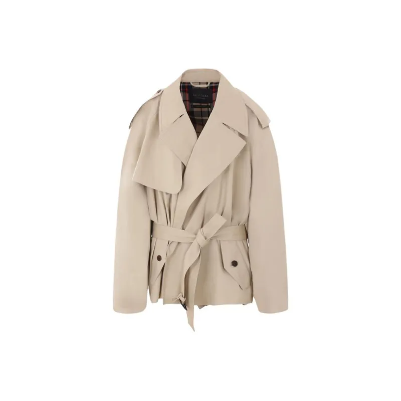 Balenciaga Belted Button Up Trench Coat-0
