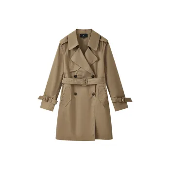Yu Qianwen Trench Coat Women's Sand Mist Camel