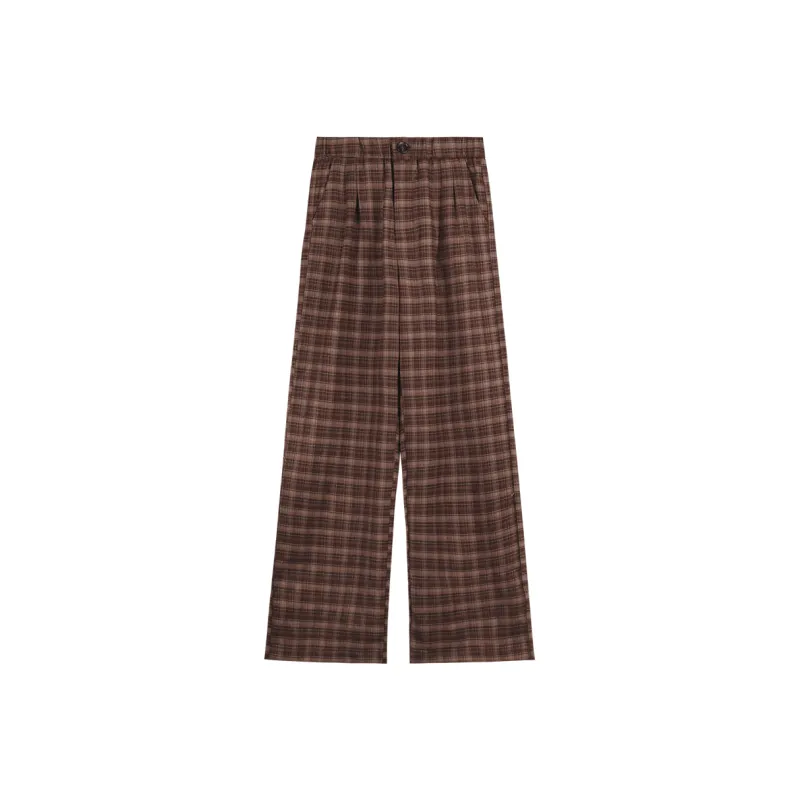 Migu Casual Pants Women's Red Plaid-0