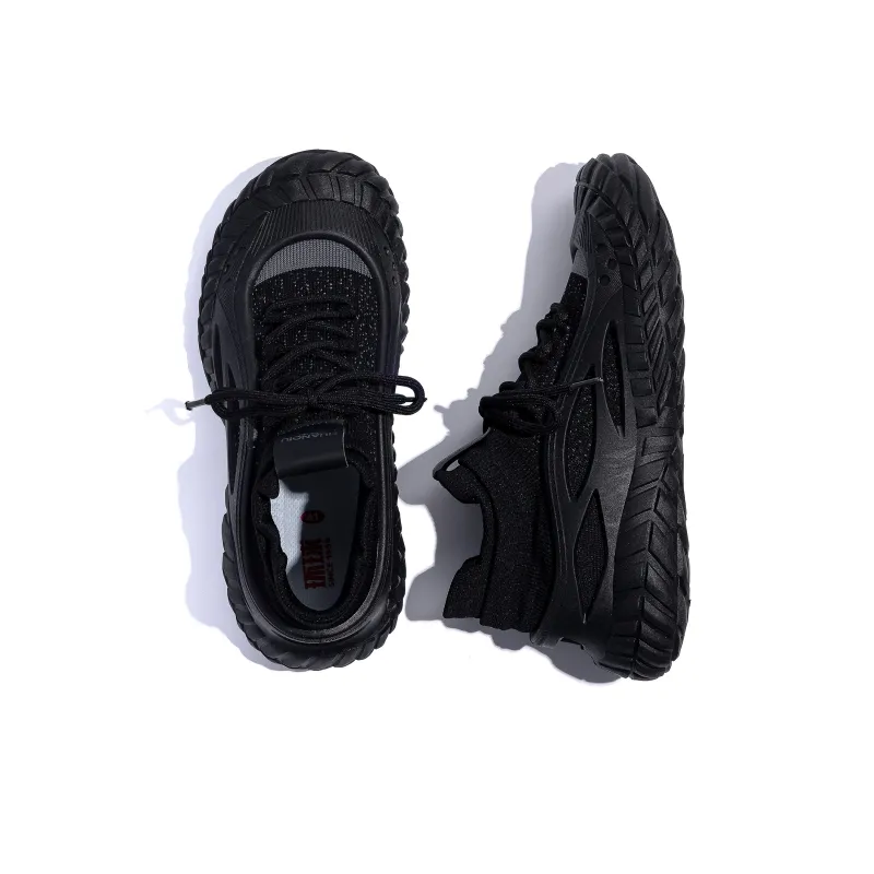 HUANQIU Breathable Coverage Height Increase Mid Top Casual Shoes Men's Black-3
