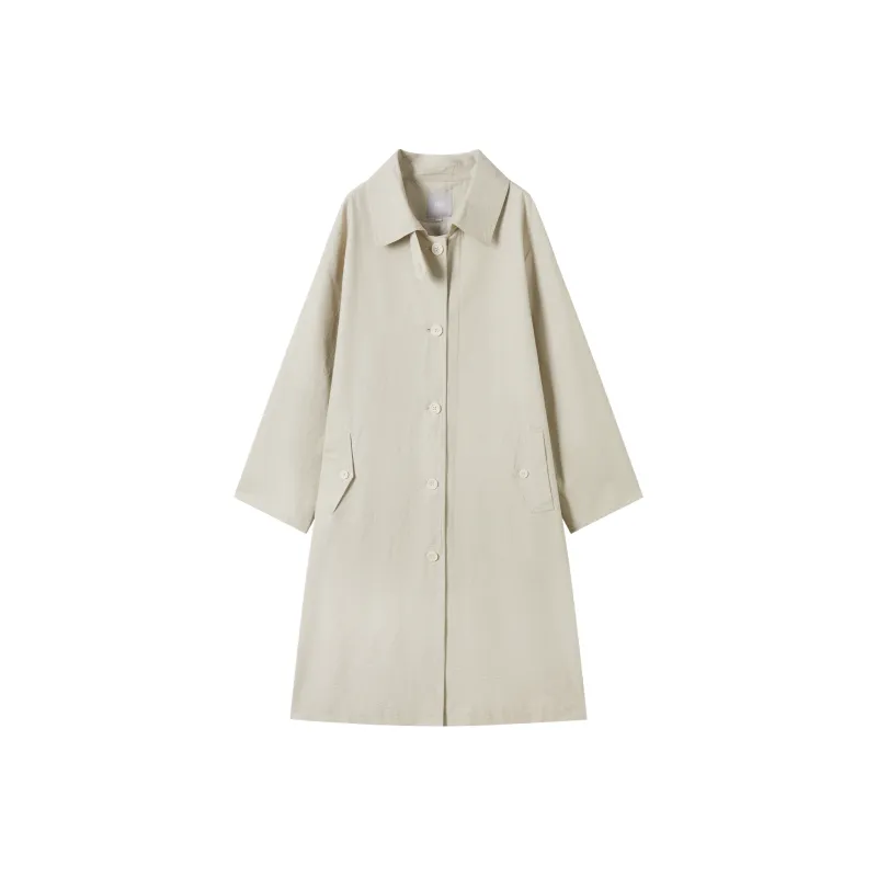 DIALOGUE Trench Coat Women's Khaki Green-0