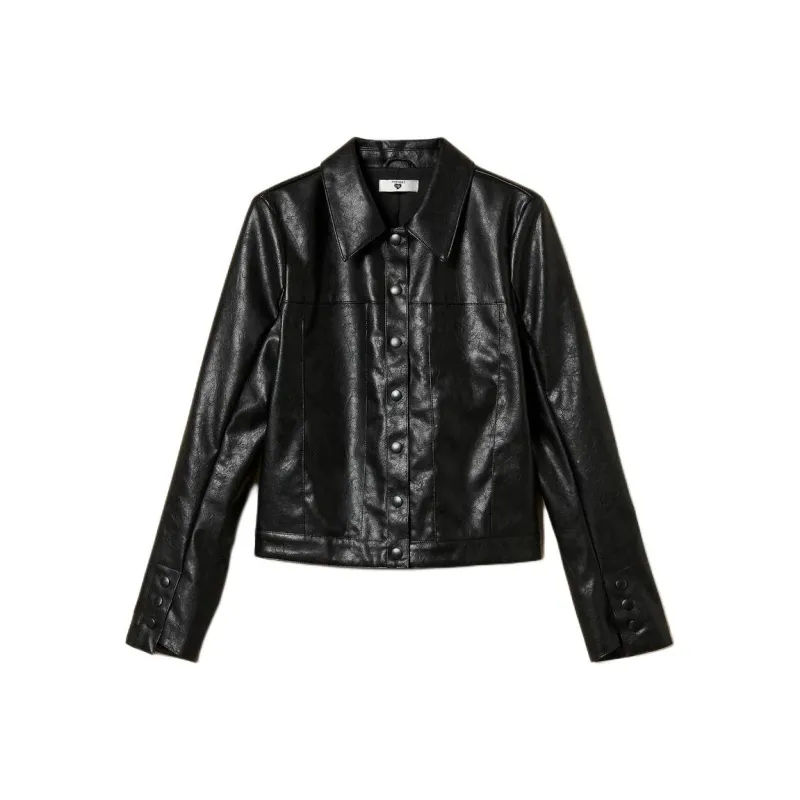 TWINSET MILANO Leather Jacket Women's Black-0