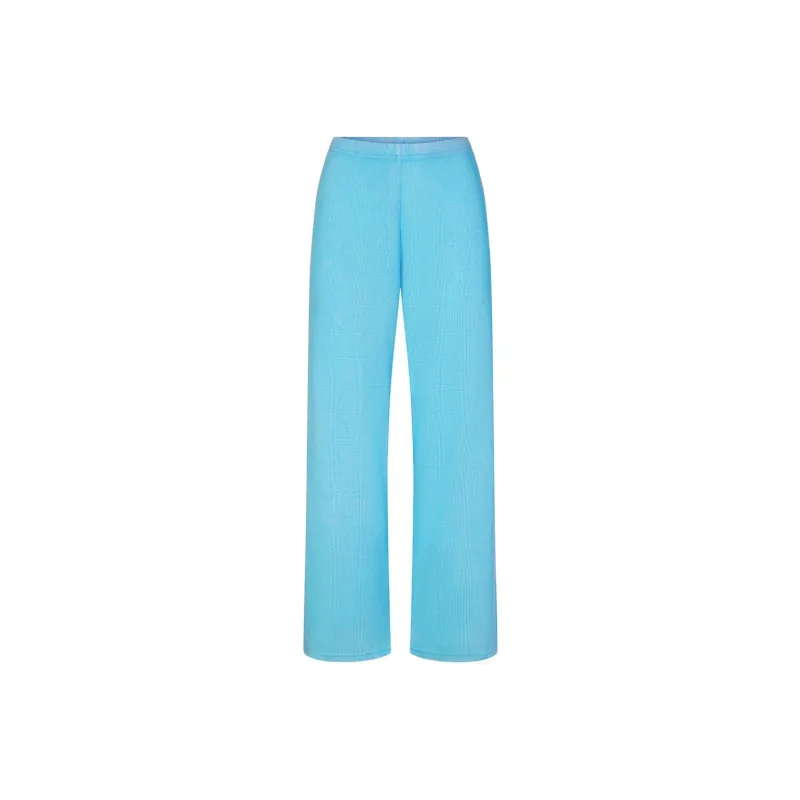 SKIMS WAFFLE STRAIGHT LEG PANT Casual Pants Women's CYAN/Cyan-0