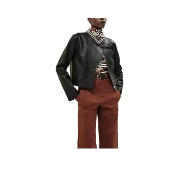 HERMES Leather Jacket Women's Black