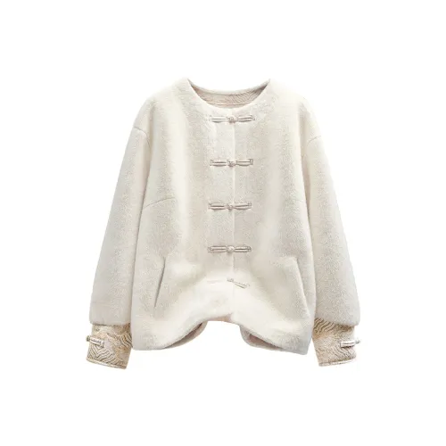 Cypress House Velvet feel Coat Women's Ecru