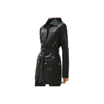HERMES FW24 Leather Jacket Women's Black