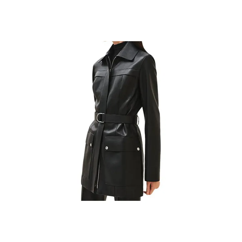 HERMES FW24 Leather Jacket Women's Black-0