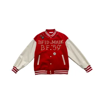 YINLEI Baseball Jacket Unisex Red