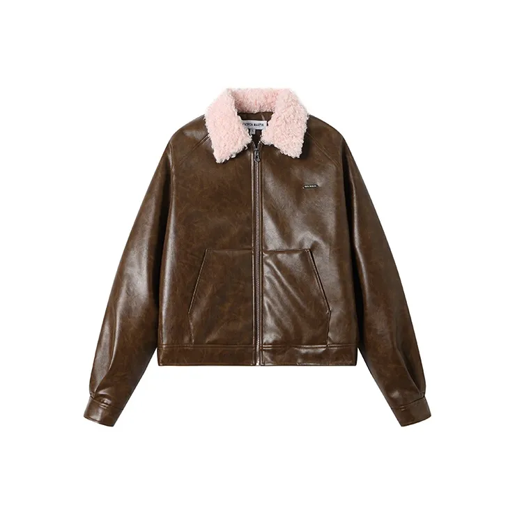 ANDREA MARTIN Leather Jacket Women's Brown-0