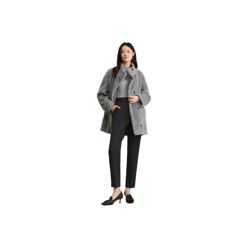 Yiner Velvet feel Coat Women's Light Silver Gray-0