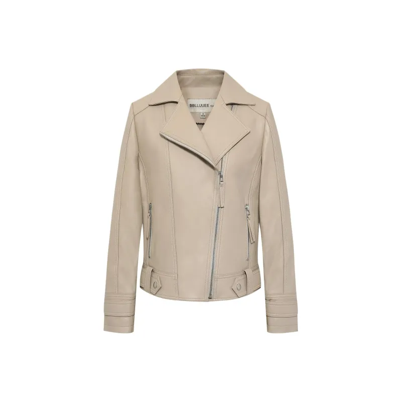 BBLLUUEE Leather Jacket Women's-0