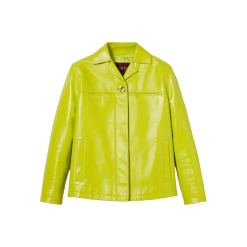 GUCCI Leather Jacket Women's Bright Green-0