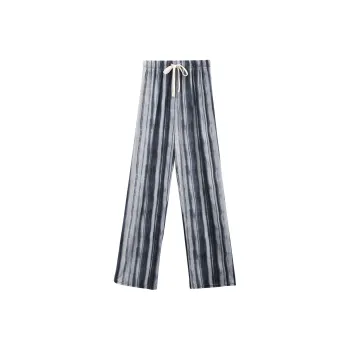 A Paradise For Awakening Casual Pants Women's Black White Stripes