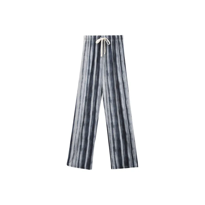 A Paradise For Awakening Casual Pants Women's Black White Stripes-0
