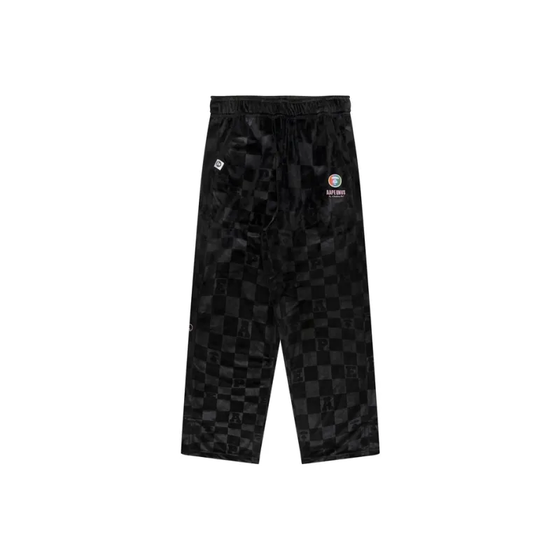 Aape Moonface appliqué Checkered Track Pants-0