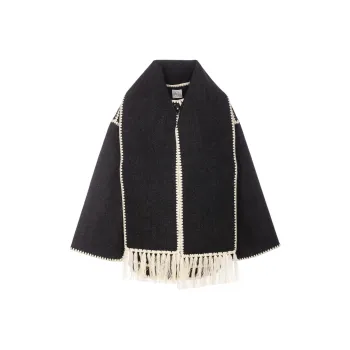 TOTEME Dropped Shoulder Fringed Edge Scarf Jacket