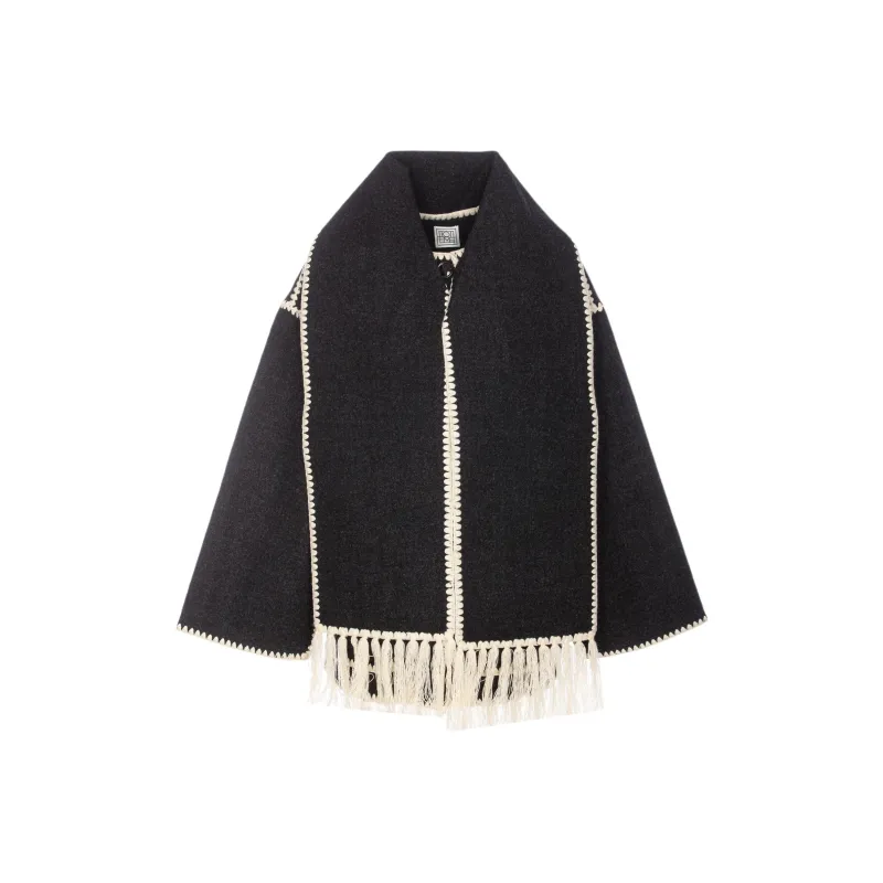 TOTEME Dropped Shoulder Fringed Edge Scarf Jacket-0