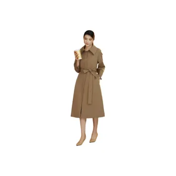 BBLLUUEE Trench Coat Women's Elegant Camel