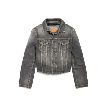 Balenciaga SS25 Denim Jacket Regular Fit Women's Dark Gray