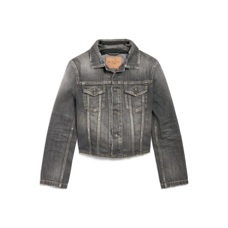 Balenciaga SS25 Denim Jacket Regular Fit Women's Dark Gray-0